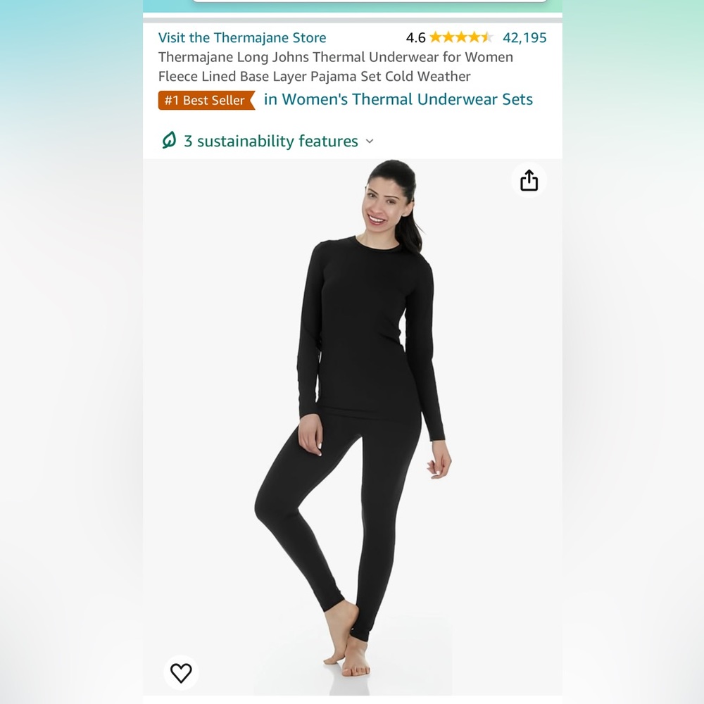 NWT Thermajane Long Johns Thermal Underwear for Women, size L.